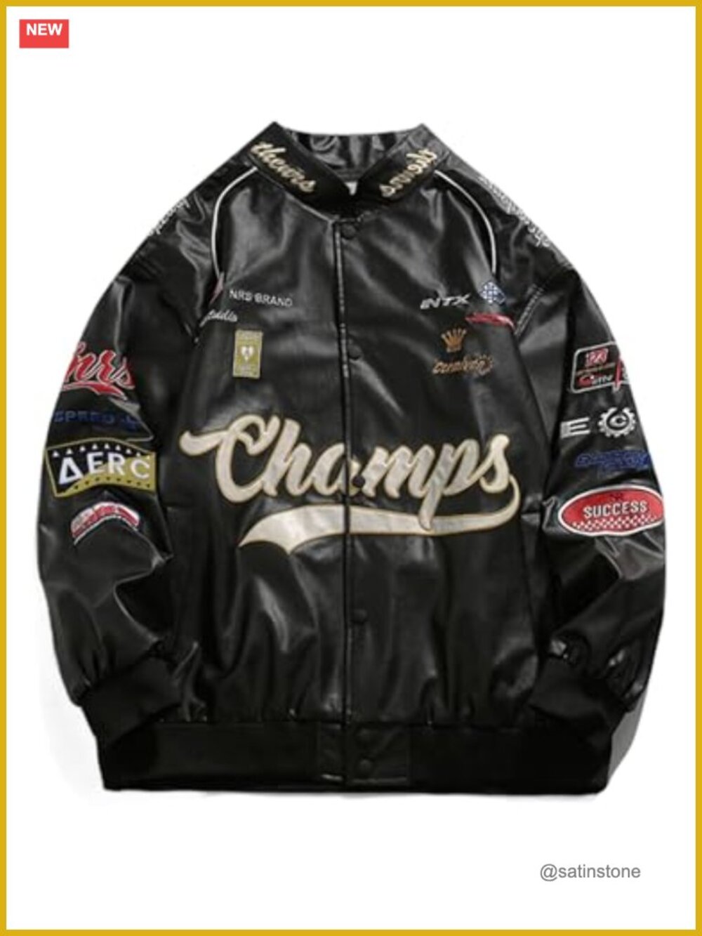 Faux Leather Racing Jacket Oversized Motorcycle Biker Streetwear